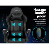 Artiss 6 Point Massage Gaming Office Chair Footrest Black - Top-Down View