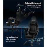 Artiss 6 Point Massage Gaming Office Chair Footrest Black - 45-Degree Angle