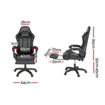 Artiss 6 Point Massage Gaming Office Chair 7 LED Footrest Black, LED Lights