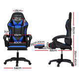 Artiss 6 Point Massage Gaming Office Chair 7 LED Footrest Blue - Front View
