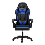 Artiss 6 Point Massage Gaming Office Chair 7 LED Footrest Blue - Side View