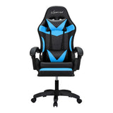 Artiss 6 Point Massage Gaming Office Chair 7 LED Footrest Cyan Blue - Side View