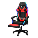 Artiss 6 Point Massage Gaming Office Chair 7 LED Footrest Red - Close-Up Angle