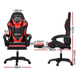 Artiss 6 Point Massage Gaming Office Chair 7 LED Footrest Red - Front View