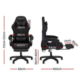 Artiss Gaming Office Chair 12 RGB LED Massage Computer Work Seat Footrest Black - Front View