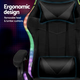 Artiss Gaming Office Chair 12 RGB LED Massage Computer Work Seat Footrest Black - Top-Down View