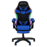 Artiss Gaming Office Chair 12 RGB LED Massage Computer Work Seat Footrest Blue - Side View