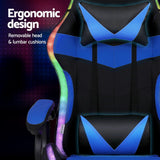 Artiss Gaming Office Chair 12 RGB LED Massage Computer Work Seat Footrest Blue - Top-Down View