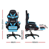 Artiss Gaming Office Chair 12 RGB LED Massage Computer Work Seat Footrest Cyan - Front View