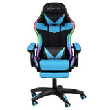 Artiss Gaming Office Chair 12 RGB LED Massage Computer Work Seat Footrest Cyan - Side View