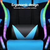 Artiss Gaming Office Chair 12 RGB LED Massage Computer Work Seat Footrest Cyan - Top-Down View