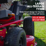 BAUMR-AG 36' 48V Brushless Electric Ride On Lawn Mower - Low Angle