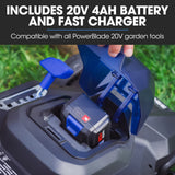 POWERBLADE 350CX 20V 13' Cordless Lawn Mower Kit, Fast Charger, 4Ah Battery, 5 Height, Brushless Electric, 330mm Cutting Path