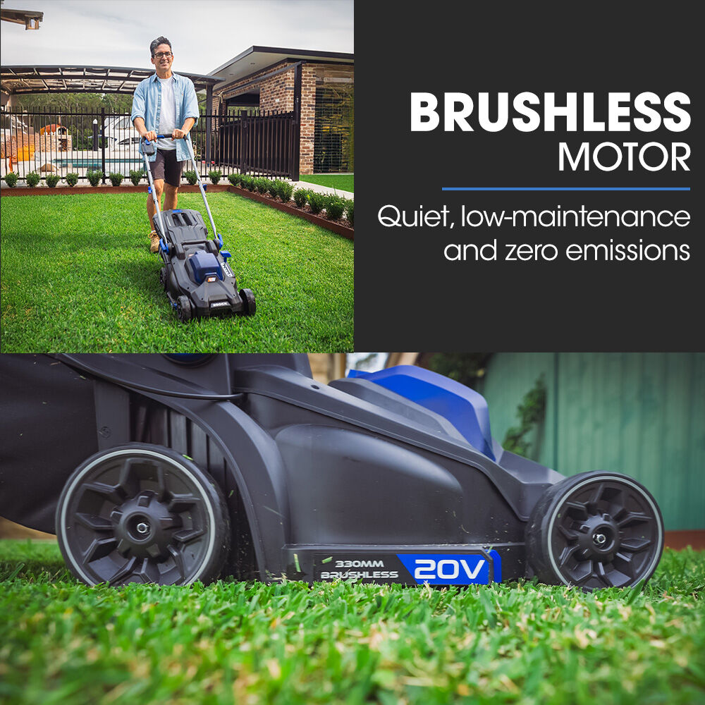 POWERBLADE 350CX 20V 13' Cordless Lawn Mower Kit, Fast Charger, 4Ah Battery, 5 Height, Brushless Electric, 330mm Cutting Path