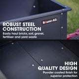 BAUMR-AG 270kg Capacity Metal Dump Cart, for Ride on Mower - Side View