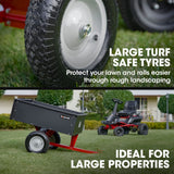 BAUMR-AG 270kg Capacity Metal Dump Cart, for Ride on Mower - Close-Up Angle