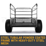 PLANTCRAFT Towed Steel Mesh Dump Cart Garden ATV Mower Trailer Tray 1250lbs - Low Angle
