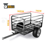 PLANTCRAFT Towed Steel Mesh Dump Cart Garden ATV Mower Trailer Tray 1250lbs - Rear View