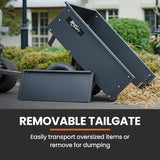 PLANTCRAFT 270kg Capacity Metal Dump Cart, for Ride on Mower - Side View