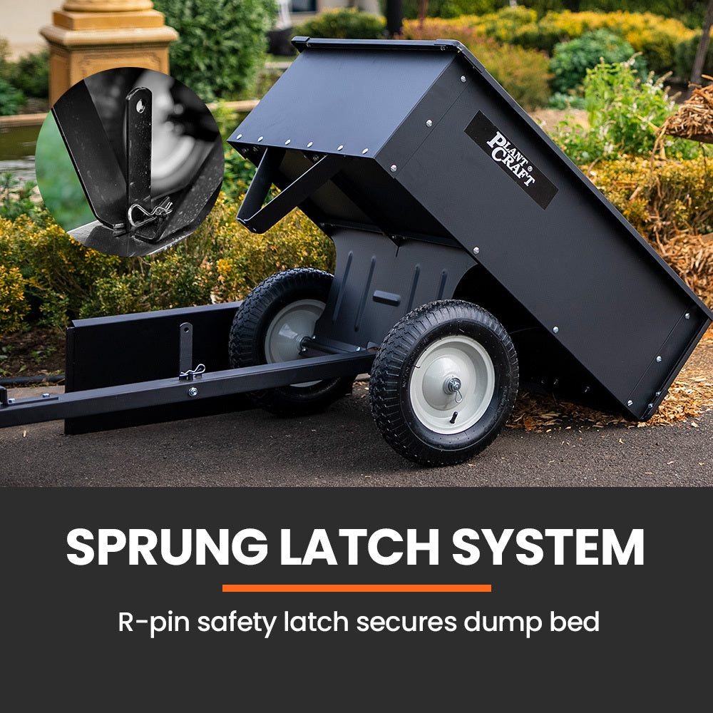 PLANTCRAFT 270kg Capacity Metal Dump Cart, for Ride on Mower