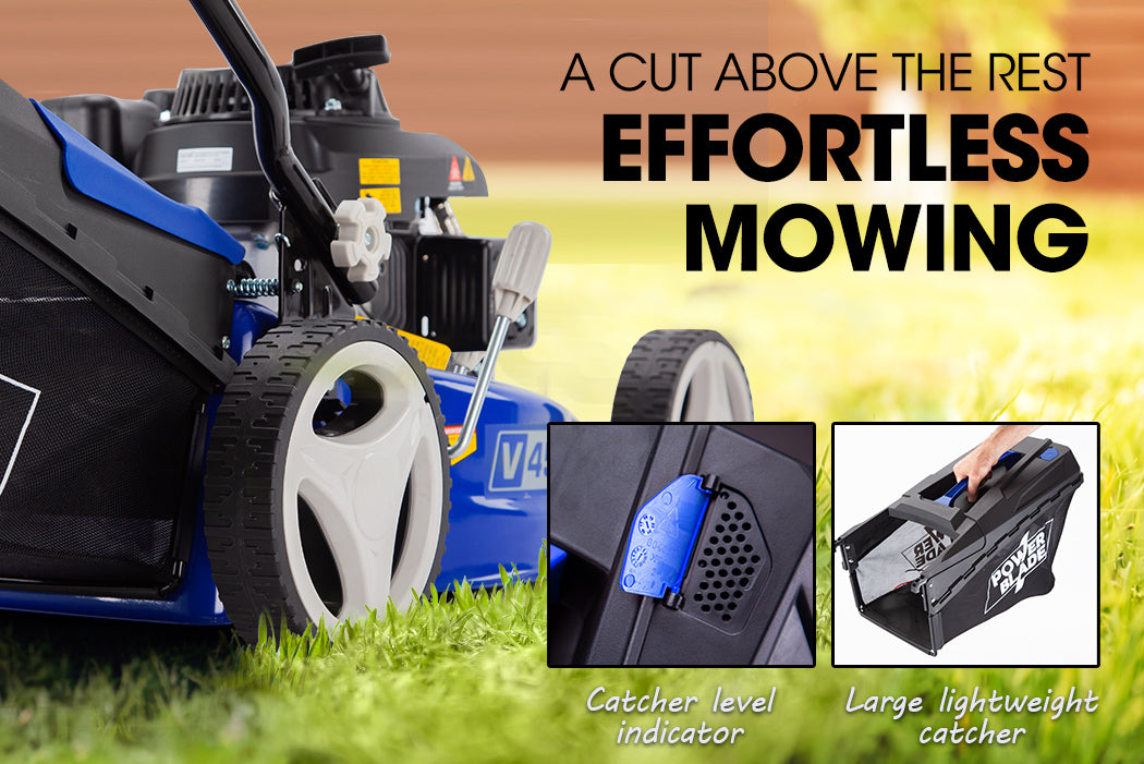 POWERBLADE Lawn Mower 139CC 17' - Petrol Powered Push Lawnmower 4 Stroke Engine
