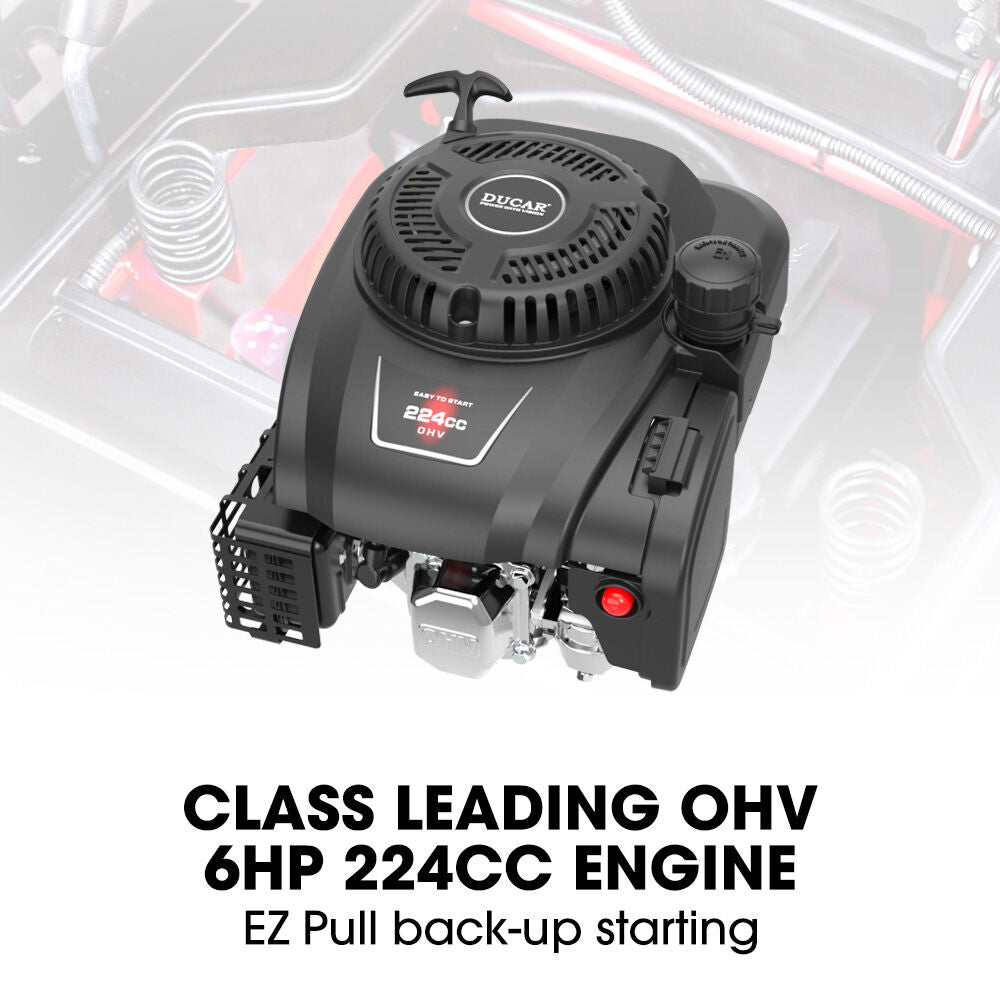 BAUMR-AG 24' Ride On Lawn Mower, Lithium Electric Start System, 6HP 224cc, 5 Cut Heights, Catcher and Mulch Kit