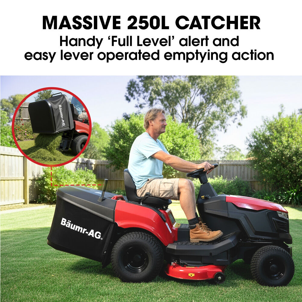 BAUMR-AG 38' Ride On Mower Tractor, Electric Start, 14hp 452cc, Hydrostatic, 100kg Towing, 7 Cut Heights