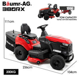 BAUMR-AG 38' Ride On Mower Tractor, Electric Start, 14hp 452cc, Hydrostatic, 100kg Towing, 7 Cut Heights - Rear View