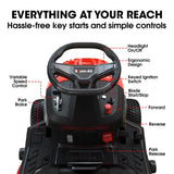 BAUMR-AG 38' Ride On Mower Tractor, Electric Start, 14hp 452cc, Hydrostatic, 100kg Towing, 7 Cut Heights - Close-Up Angle