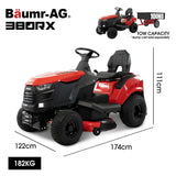 BAUMR-AG 38' Ride On Mower Lawn Tractor, Side Discharge or Mulch, Electric Start, 14hp 452cc, Hydrostatic, 100kg Towing, 7 Cut Heights - Rear View
