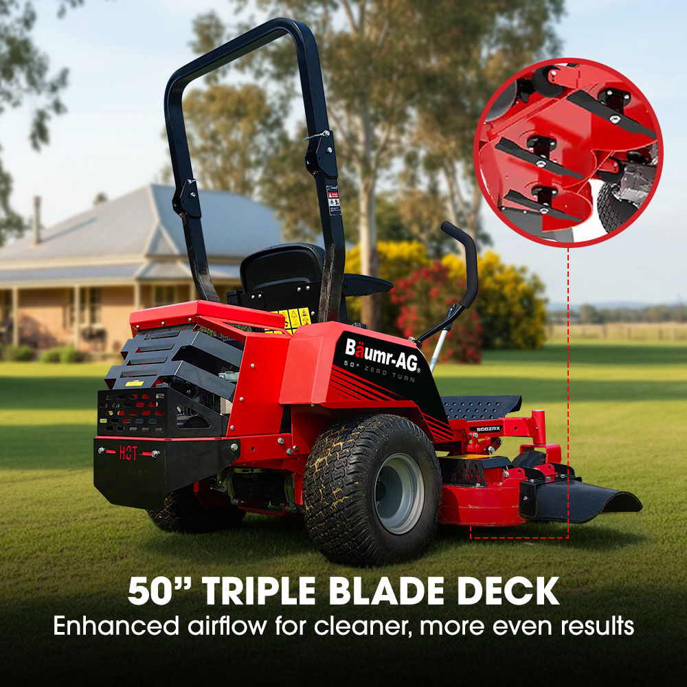 BAUMR-AG 50' Zero-Turn Ride On Mower, Electric Start, 23hp, 764cc, Hydrostatic Drive, 7 Cut Heights