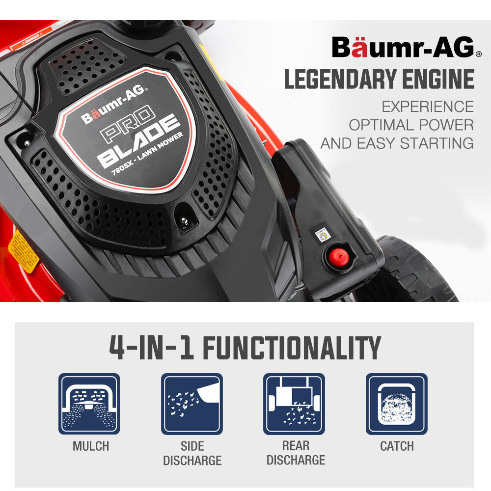 BAUMR-AG Petrol Lawn Mower 220cc 18' 4 Stroke Self Propelled - 780SX