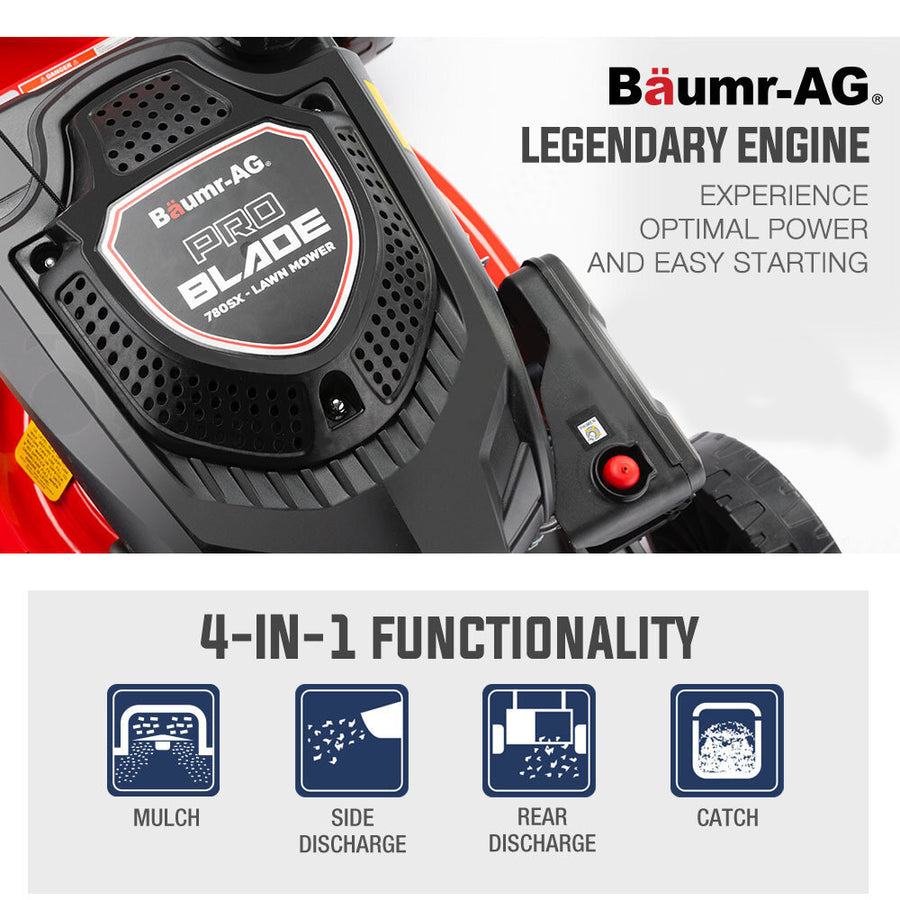 BAUMR-AG Petrol Lawn Mower 220cc 18' 4 Stroke Self Propelled - 780SX