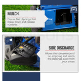 POWERBLADE 18' 175cc Electric Start Self-Propelled 4-Stroke 4in1 Petrol Steel Deck Lawnmower - VS600e - Close-Up Angle