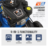 POWERBLADE 18' 175cc Electric Start Self-Propelled 4-Stroke 4in1 Petrol Steel Deck Lawnmower - VS600e - 45-Degree Angle