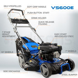 POWERBLADE 18' 175cc Electric Start Self-Propelled 4-Stroke 4in1 Petrol Steel Deck Lawnmower - VS600e
