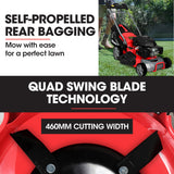BAUMR-AG 18' 224cc Electric Start Self Propelled Lawn Mower, 7 Height, Steel Deck, 6HP, 4-Stroke Petrol Lawnmower - 790SXe - Top-Down View