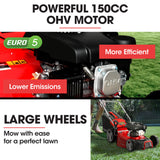 BAUMR-AG 18' 150cc Self Propelled Lawn Mower, 7 Height, Steel Deck, Cup Holders, 4-Stroke Petrol Lawnmower - 740SX - Side View