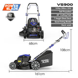 PowerBlade 20' 200cc Self-Propelled Lawn Mower, 7 Height, Steel Deck, Deck Wash Port, OHV 4-Stroke Petrol - VS900