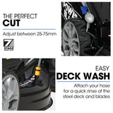 PowerBlade 20' 200cc Self-Propelled Lawn Mower, 7 Height, Steel Deck, Deck Wash Port, OHV 4-Stroke Petrol - VS900 - Close-Up Angle