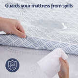 Giselle Cooling Mattress Protector Waterproof Deep Pocket Fitted Cover King Single - Rear View