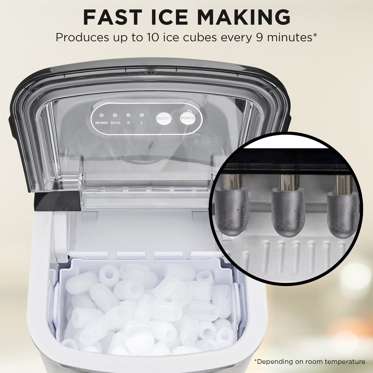 Morphy Richards Ice Maker Stainless Steel 15kg Small Large And Cube 2.1L Tank