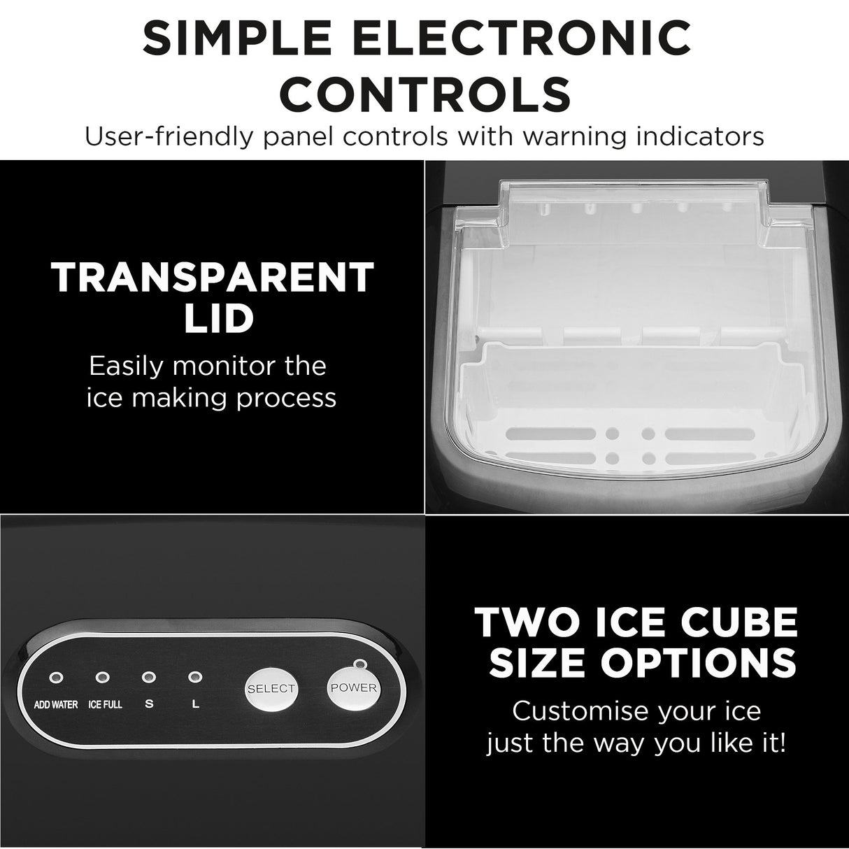 Morphy Richards Ice Maker Stainless Steel 15kg Small Large And Cube 2.1L Tank