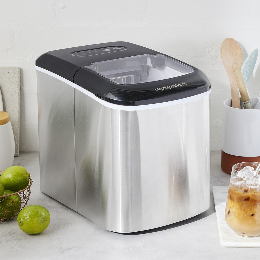 Morphy Richards Ice Maker Stainless Steel 15kg Small Large And Cube 2.1L Tank