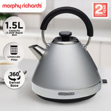 Morphy Richards 1.5L Venture Collection MRVK15SG Pyramid Kettle in Steel Grey - Front View