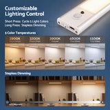 Artiss 4-Pack 25cm Motion Sensor Under Cabinet Lights, LED Closet Light with 5 Colors Dimmable - 45-Degree Angle