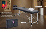 55cm Aluminium Portable Massage Table - BLACK - Front View