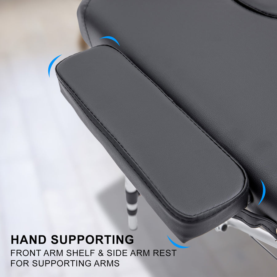 55cm Aluminium Portable Massage Table - BLACK