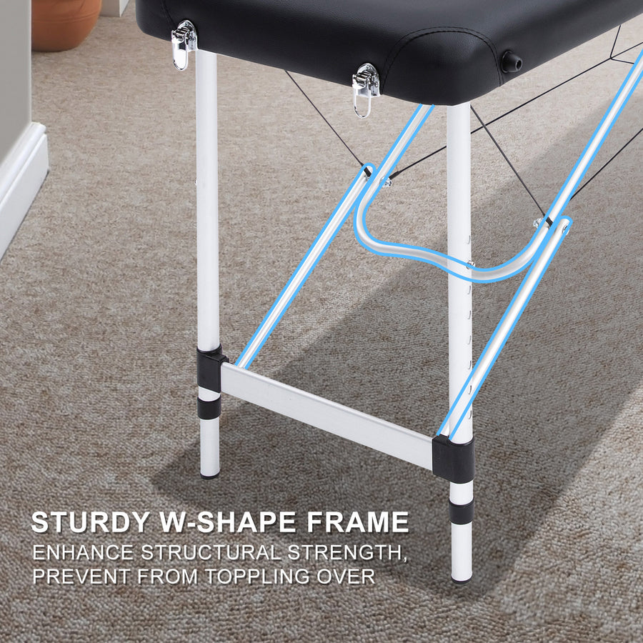 55cm Aluminium Portable Massage Table - BLACK