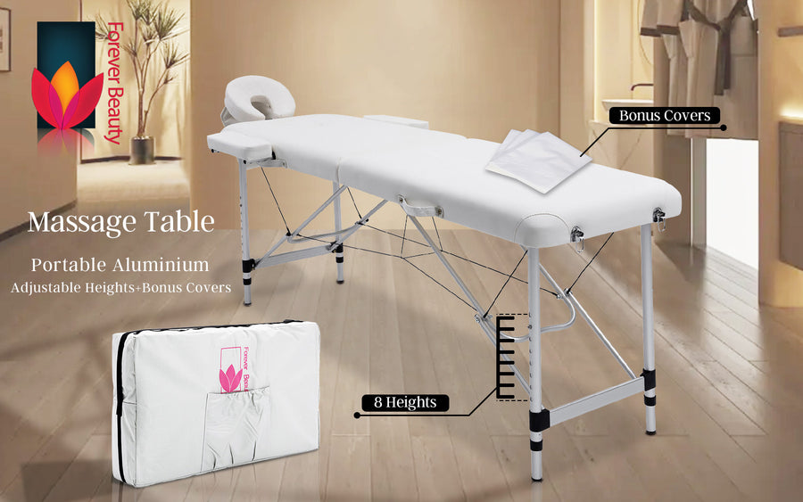55cm Aluminium Portable Massage Table - WHITE